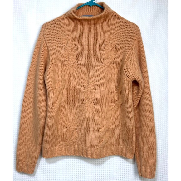 Pendleton Womens Medium Sweater Peach Lambswool Angora Cable Knit Pullover j - Picture 1 of 10